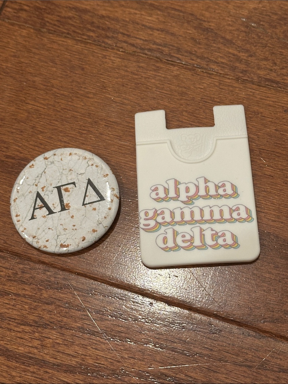 Alpha Gamma Delta Phone Card Wallet and button